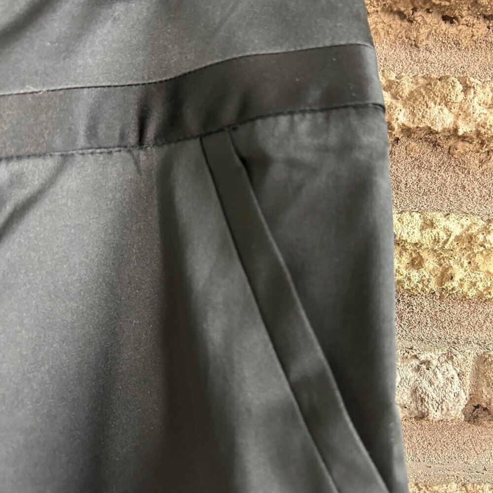 George Women's Black Pants Satin Waist Stripe Flat Front Wide Leg Size 12 - Picture 7 of 9